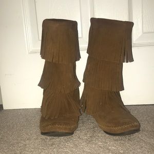 Cognac brown Minnetonka boots